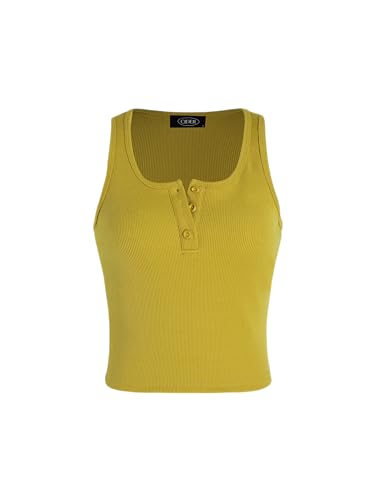 CIDER Solid Rib Button Up Tank Crop Top: Ginger, XXS at